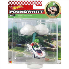 Hot Wheels Die-Cast Mario Kart in P-Wing Kart with Cloud Glider - Luigi