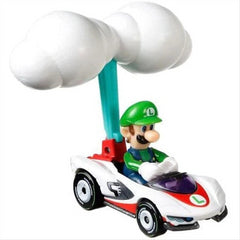 Hot Wheels Die-Cast Mario Kart in P-Wing Kart with Cloud Glider - Luigi