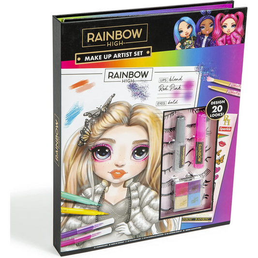 Rainbow High Makeup Artist Set with Gemstones Art Pad Stencils Sticker Sheets & More