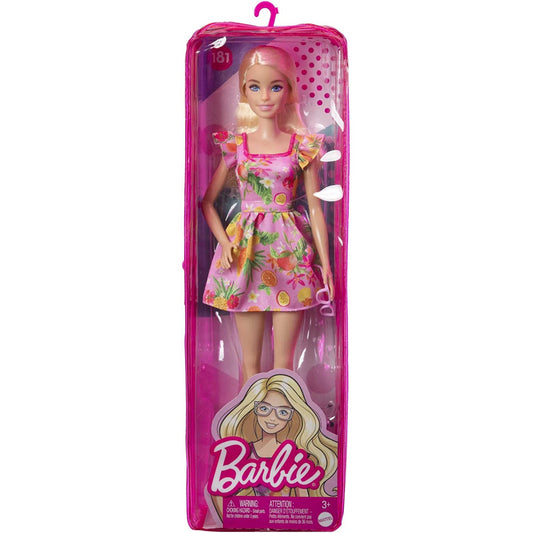 Barbie Fashionistas Doll 181 - Blonde Hair Fruit Print Dress & Orange Heels