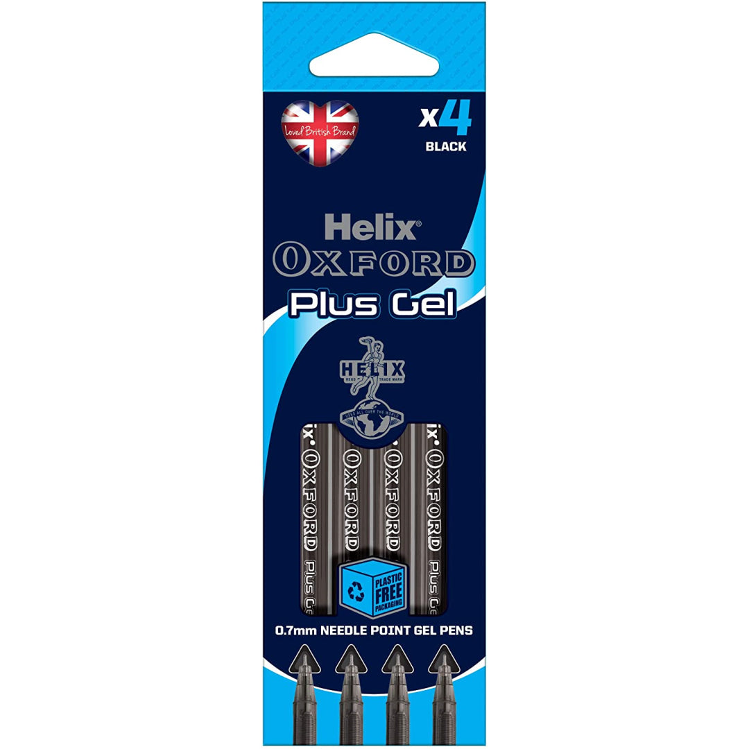 Helix Oxford Gel Pens 4 Pack Black - Maqio