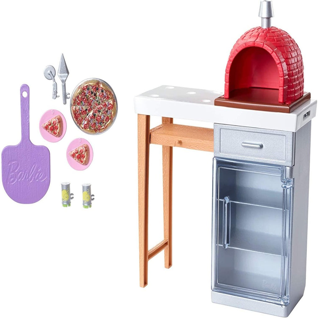 Barbie FXG39 Outdoor Furniture Set, Brick Pizza Oven (FXG37) - Maqio