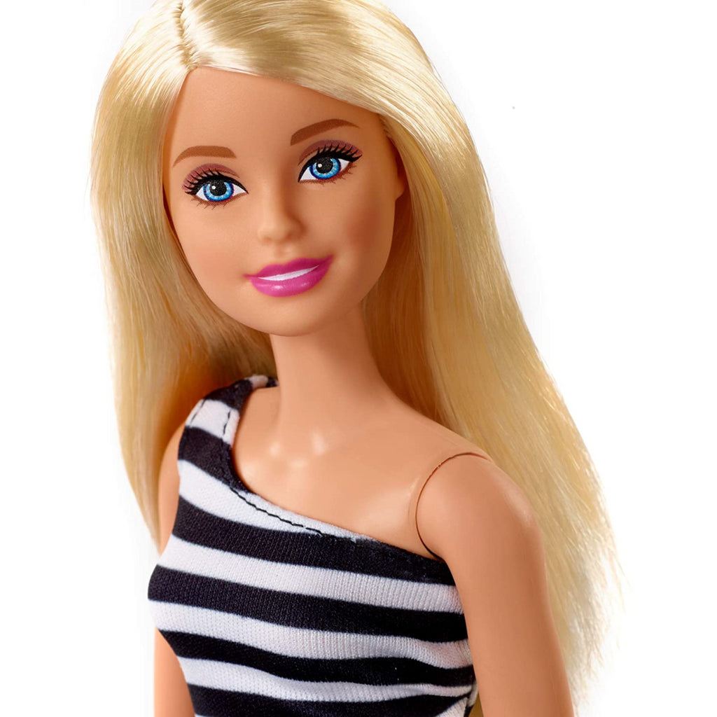 Barbie Glitz Doll, Black-and-White Striped Dress FXL68 - Maqio