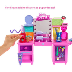 Barbie Extra Doll & Vanity Playset with Exclusive Doll Pet Puppy 45+ Pieces