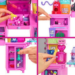 Barbie Extra Doll & Vanity Playset with Exclusive Doll Pet Puppy 45+ Pieces