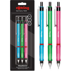 Rotring Visuclick Mechanical Pencil 0.7 mm 2B Lead - Lively Pink Green & Blue