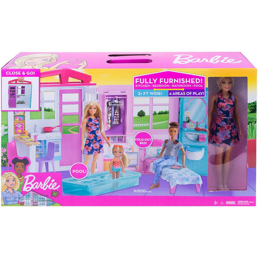 Barbie Doll and Portable Doll House 1-Story Playset FXG55 / GWY84