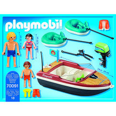 Playmobil 70091 Family Fun Campsite Floating Speedboat with Tube Riders - Maqio