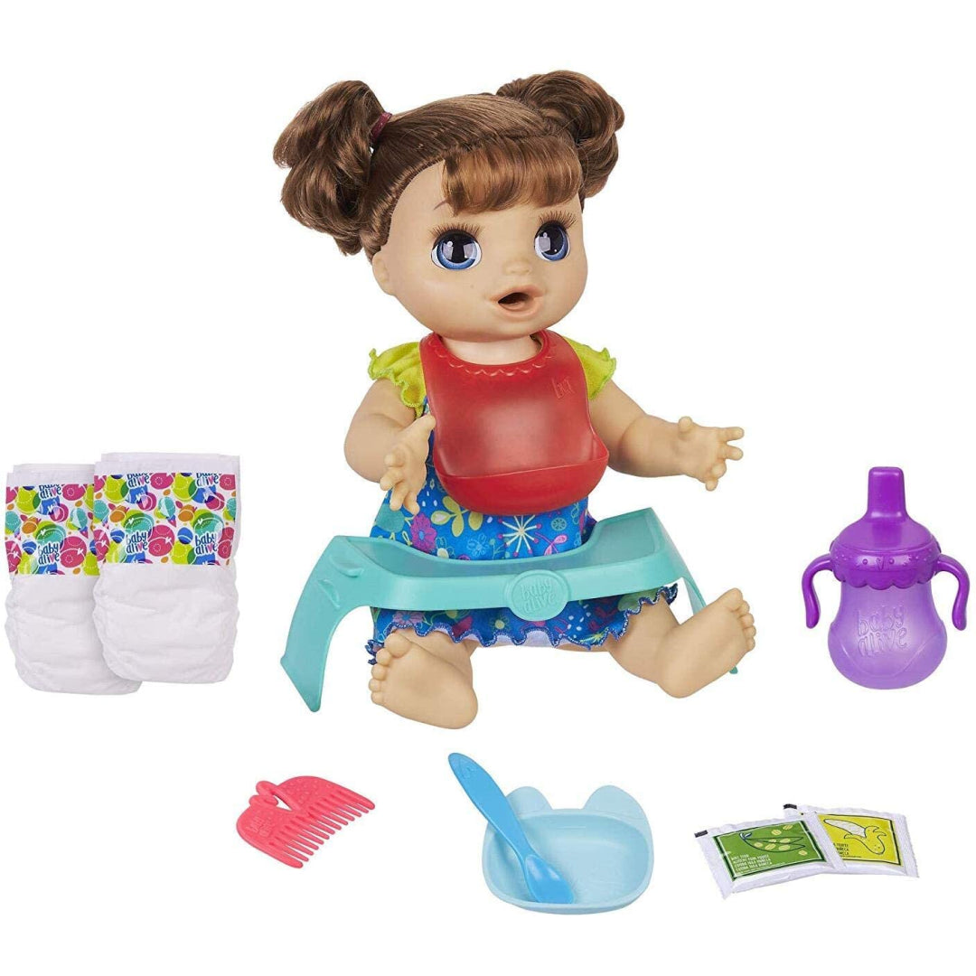 Baby Alive Happy Hungry Baby with Brown Straight Hair E4895 - Maqio