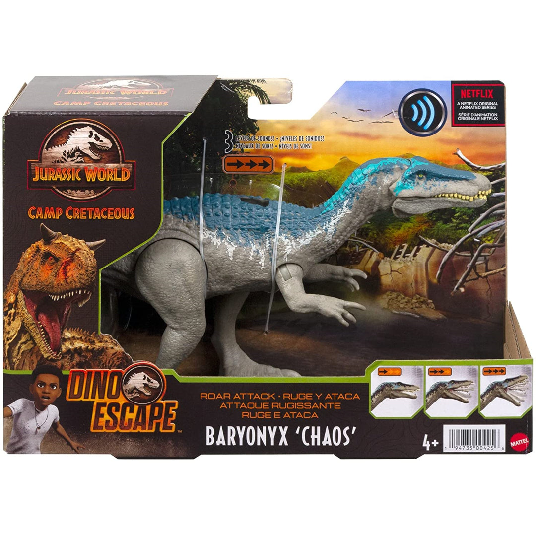 Jurassic World Roar Attack Dinosaur Figure with Movable Joints & Sounds - Baryonyx - Maqio