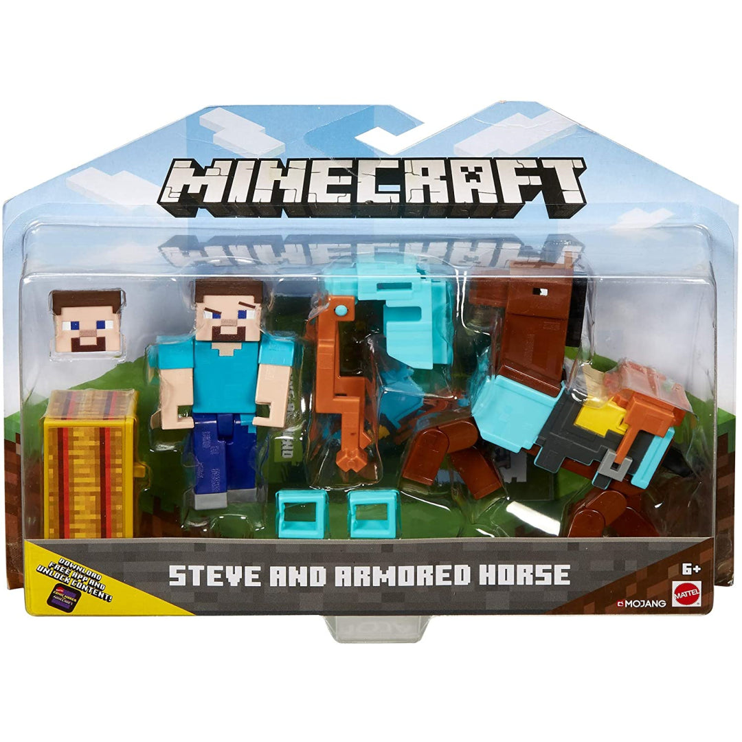 Minecraft Steve & Armored Horse Action Figure Collectable Characters GLC78 - Maqio