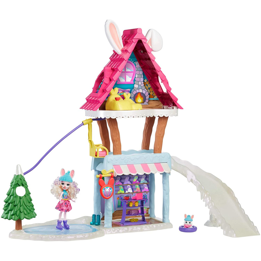 Enchantimals Hoppin Ski Chalet With Bevy Bunny Jump Dolls GJX50