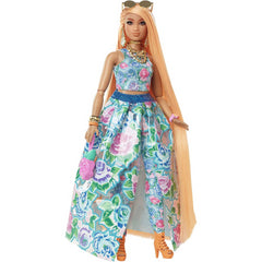 Barbie Extra Fancy Doll Curvy Doll in Floral 2-Piece Gown with Pet Kitten