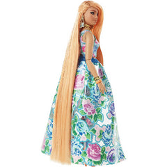 Barbie Extra Fancy Doll Curvy Doll in Floral 2-Piece Gown with Pet Kitten