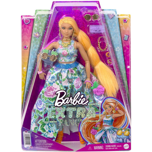 Barbie Extra Fancy Doll Curvy Doll in Floral 2-Piece Gown with Pet Kitten