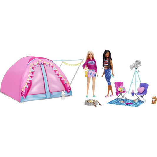 Barbie It Takes Two Camping Playset with Tent Dolls & 20 Pieces