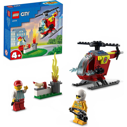 LEGO City Fire Helicopter Toy With Firefighter Figure & Starter Brick 60318