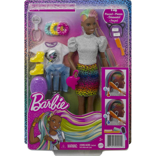 Barbie Leopard Rainbow Hair Doll with Accessories