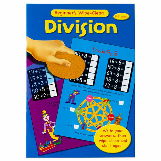 Alligator Book Division Beginners Maths Wipe Clean Book - Maqio