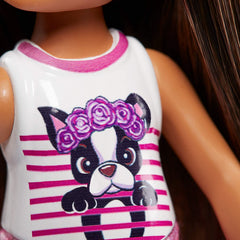 Barbie Club Chelsea Brunette with Puppy Top Doll