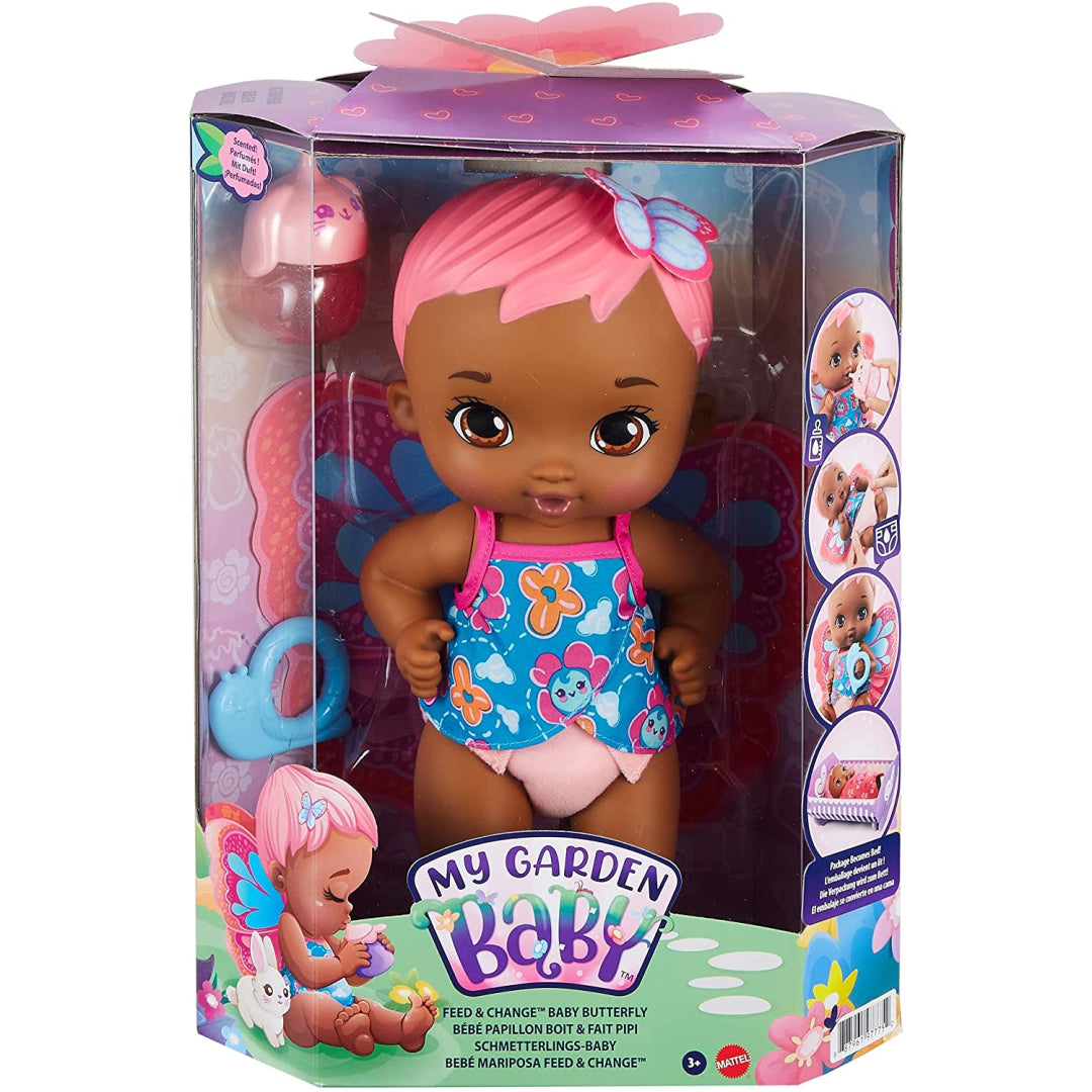 My Garden Baby Feed and Change Baby Butterfly Doll with Pink Hair - Maqio