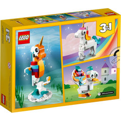 LEGO 31140 Creator 3 in 1 Magical Unicorn Toy to Seahorse & Peacock