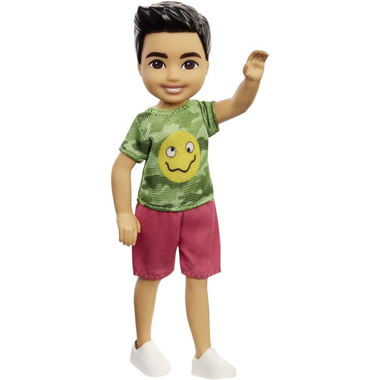 Barbie Chelsea Boy Doll 6-inch Brunette Wearing Camo T-Shirt Shorts and Sneakers