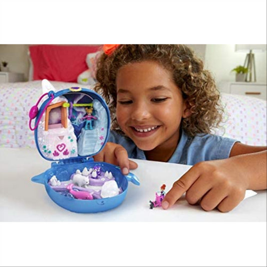 Polly Pocket Freezin Fun Narwhal Compact with Fun Reveals Doll