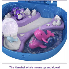 Polly Pocket Freezin Fun Narwhal Compact with Fun Reveals Doll