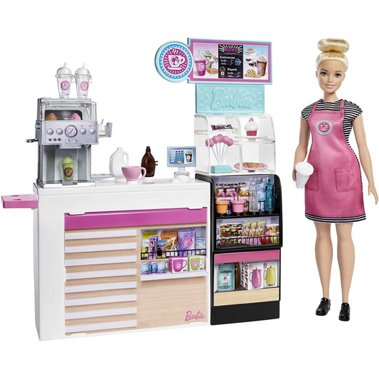 Barbie Coffee Shop Playset with Doll and Play Pieces