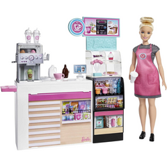 Barbie Coffee Shop Playset with Doll and Play Pieces