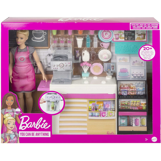 Barbie Coffee Shop Playset with Doll and Play Pieces