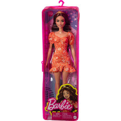 Barbie Fashionistas Doll #182 - Orange Floral Dress with Headband & Heels