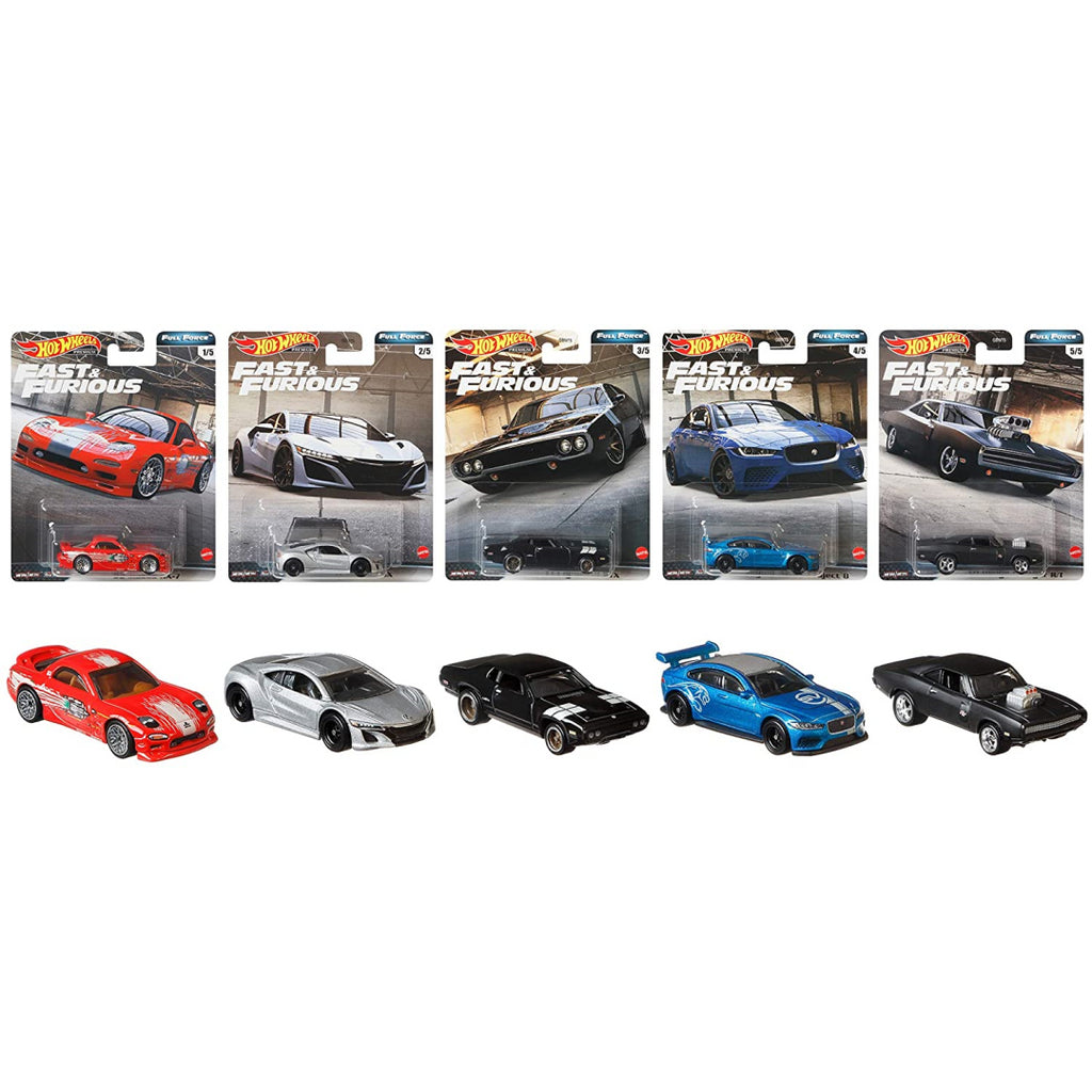 Hot Wheels Premium Fast & Furious Full Force Set of 5 Die Cast Vehicles - Maqio