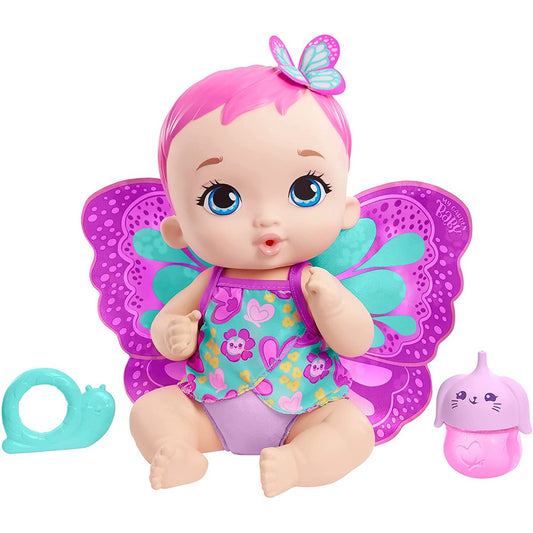 My Garden Baby Feed and Change Baby Butterfly Doll with Light Pink Hair - Maqio