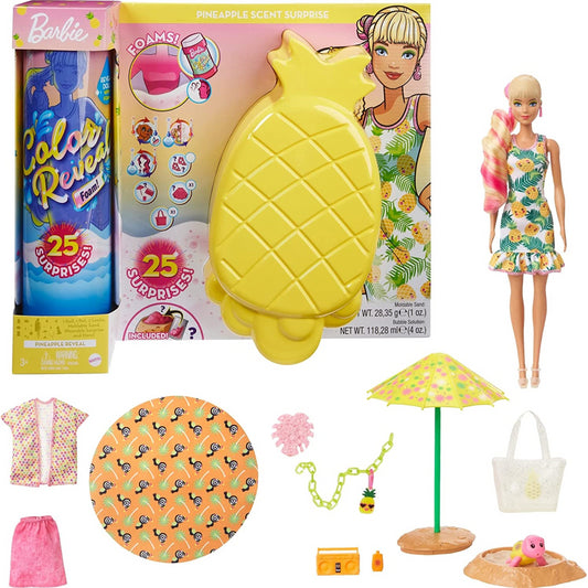 Barbie Colour Reveal Doll & Pet Friend with 25 Surprises - Pineapple