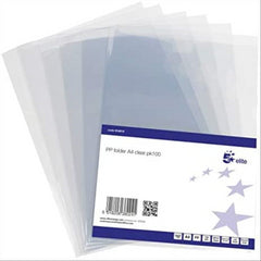 5 Star Premier PVC Folder (clear) - Pack of 100 - Maqio