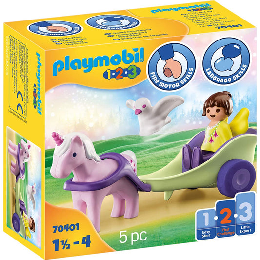 Playmobil 123 5pc - Unicorn Carriage & Figure - Maqio
