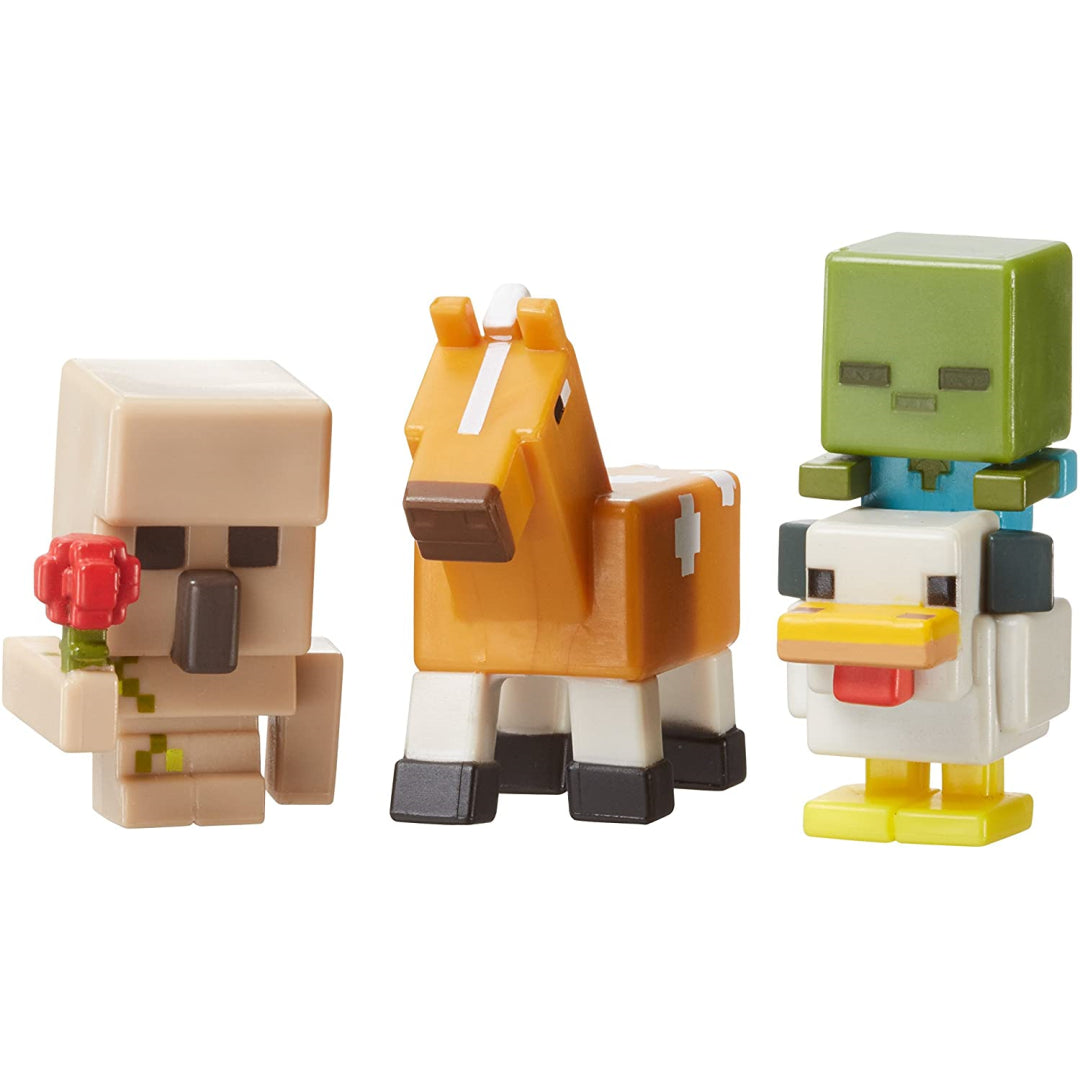 Minecraft Chicken Zombie, Horse & Iron Golem Mini Action Figures - Maqio