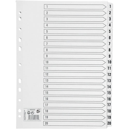 5 Star Premier A4 1-20 Index Card Clear Mylar 464424 - Maqio