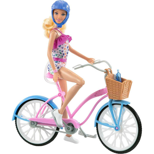 Barbie Doll and Bike Playset 11.5-Inch Doll Bicycle with Rolling Wheels
