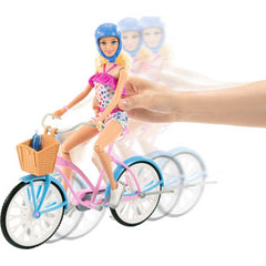 Barbie Doll and Bike Playset 11.5-Inch Doll Bicycle with Rolling Wheels