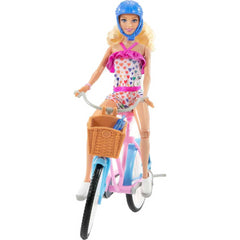 Barbie Doll and Bike Playset 11.5-Inch Doll Bicycle with Rolling Wheels