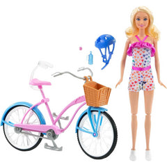 Barbie Doll and Bike Playset 11.5-Inch Doll Bicycle with Rolling Wheels