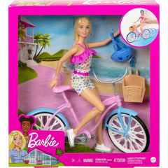 Barbie Doll and Bike Playset 11.5-Inch Doll Bicycle with Rolling Wheels