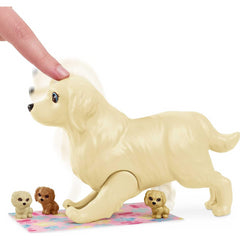 Barbie Doll and Accessories Playset with Brunette Doll Mommy Dog 3 Puppies