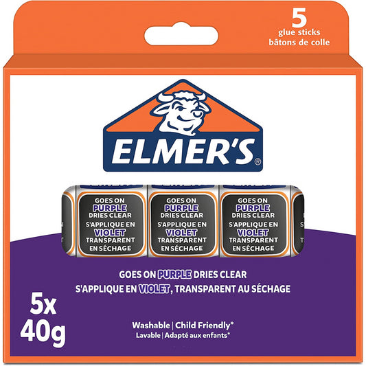 Elmers Pack of 5 40G Disappearing Glue - Purple