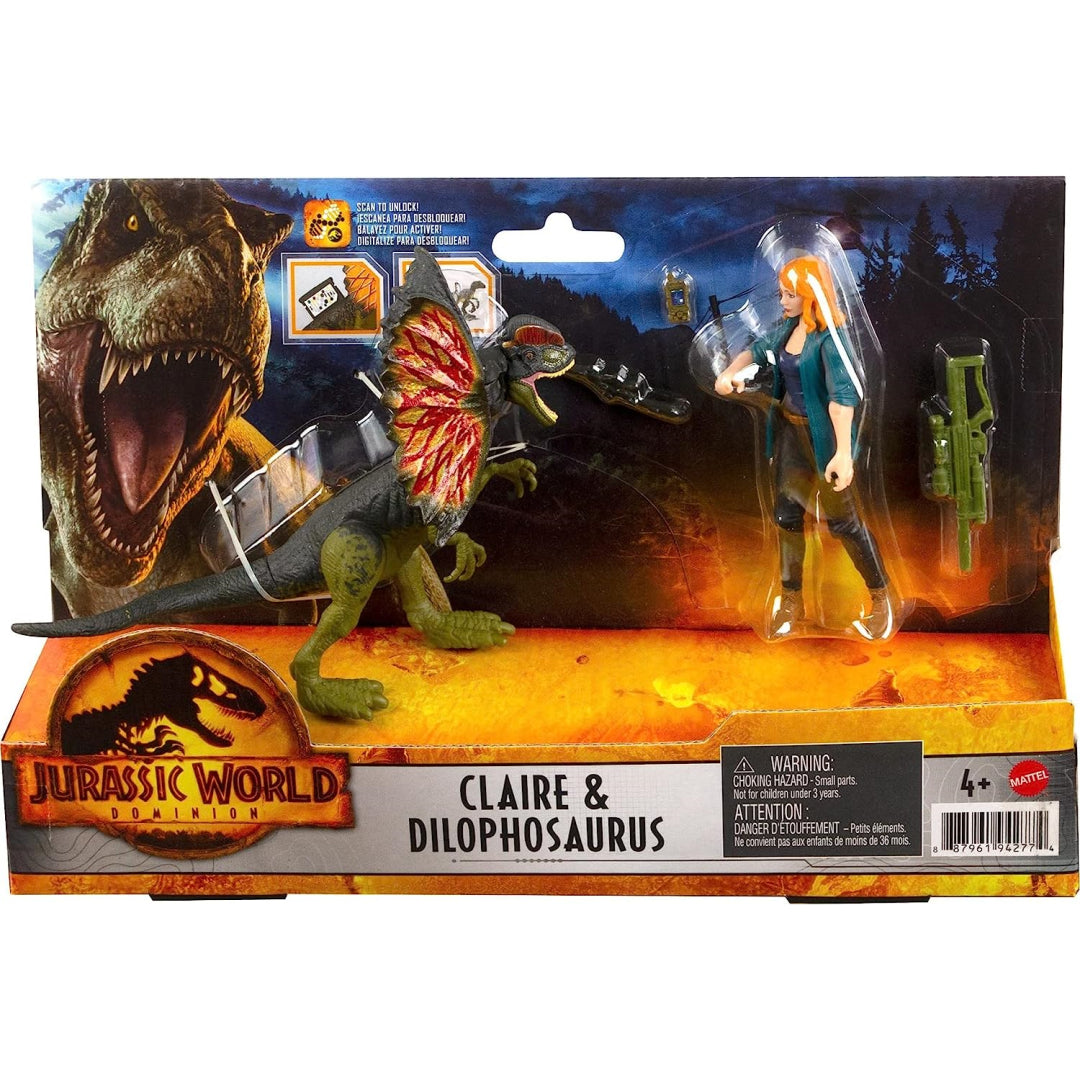 Jurassic World Dominion Claire Dilophosaurus 2 Pack Figure Set