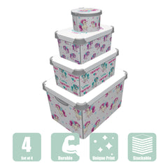Maqio Plastic Storage Unicorn Decorative Boxes - Set of 4 - Maqio