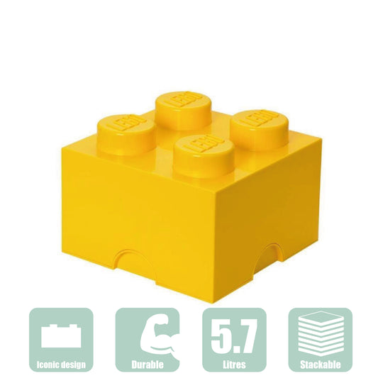 LEGO Brick 4 Knobs Yellow Stackable Storage Box 5.7 Litres - Maqio